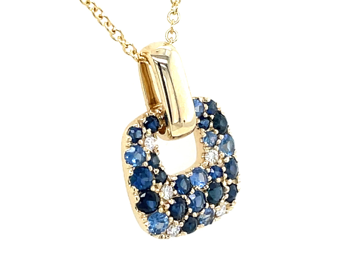 Sapphire Diamond Pave Cushion Pendant
