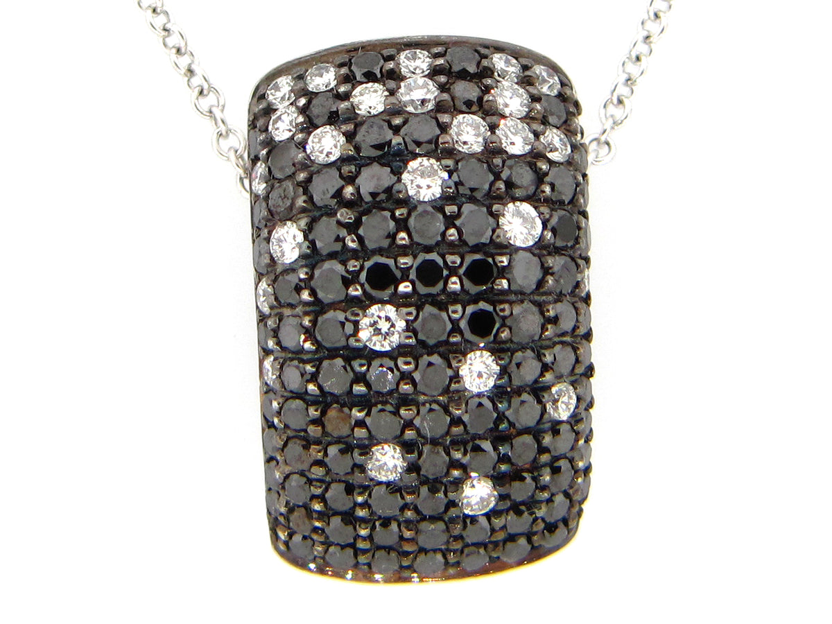 BLACK & WHITE DIAMOND PENDANT, 18KW (R/H)