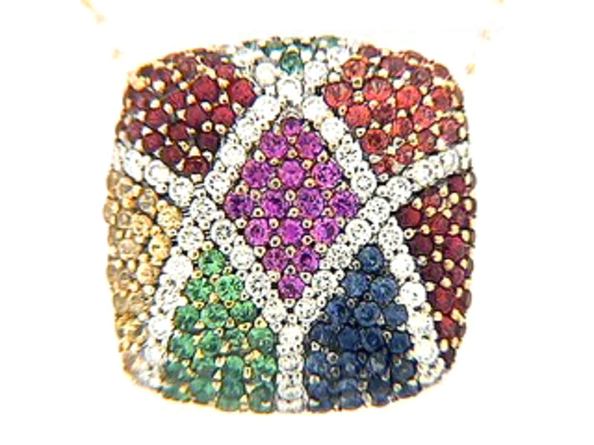 RAINBOW SAPPHIRE, TSAVORITE & DIAMOND PENDANT, 18KT (H/U)