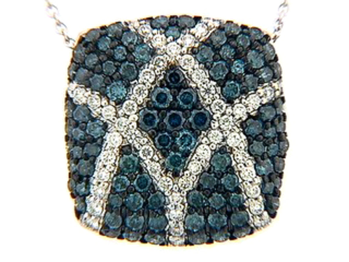 IRR BLUE DIAMOND & DIAMOND PENDANT, 18KW (R)