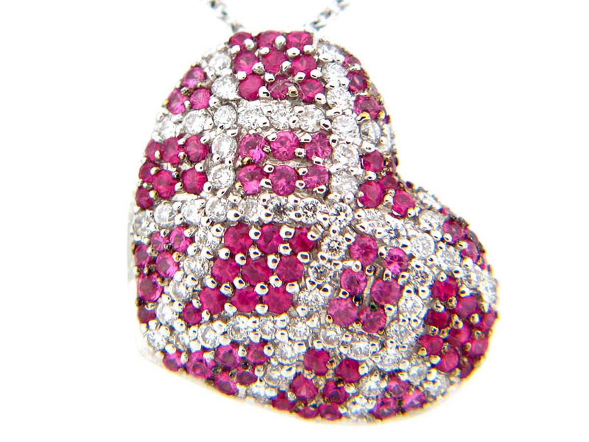PINK SAPPHIRE & DIAMOND PENDANT, 18KW (H), C=0.87