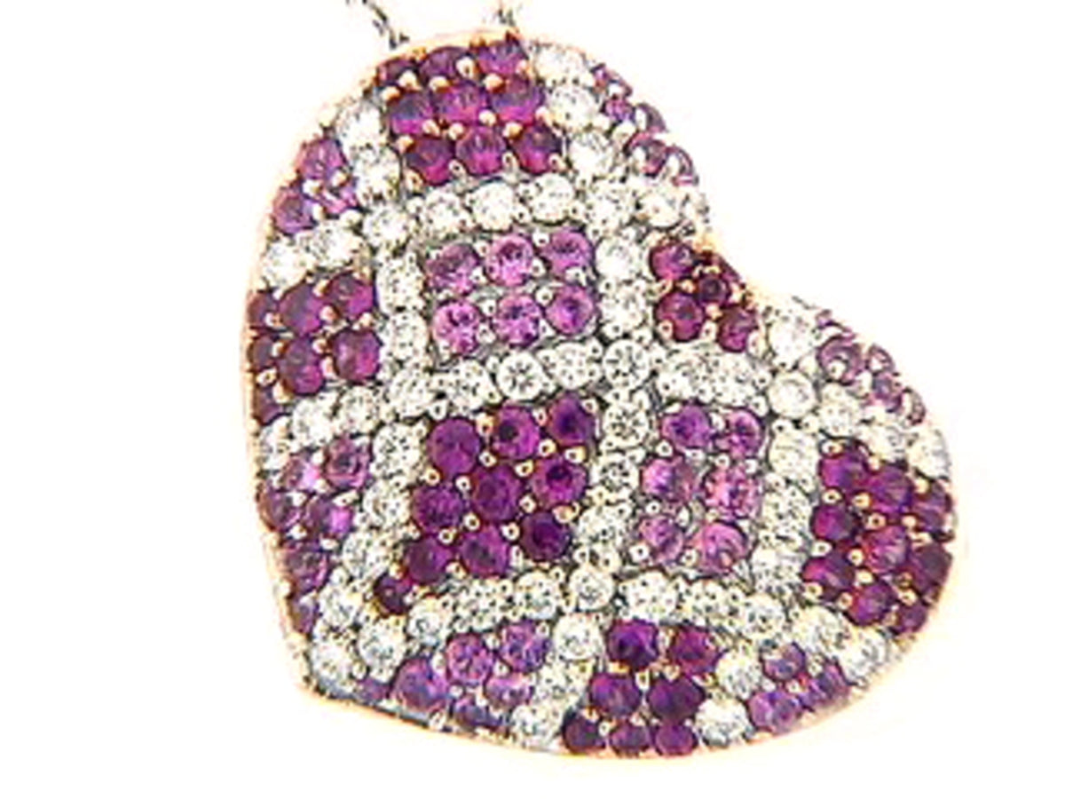 PINK SAPPHIRE & DIAMOND PENDANT, 18KW (H)