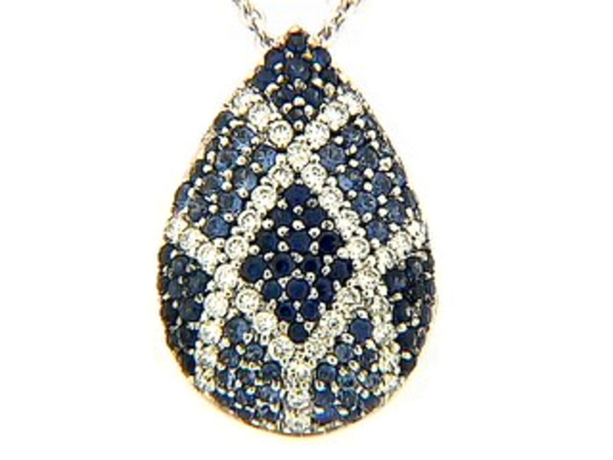 SAPPHIRE & DIAMOND PENDANT, 18KW (H), C=0.84