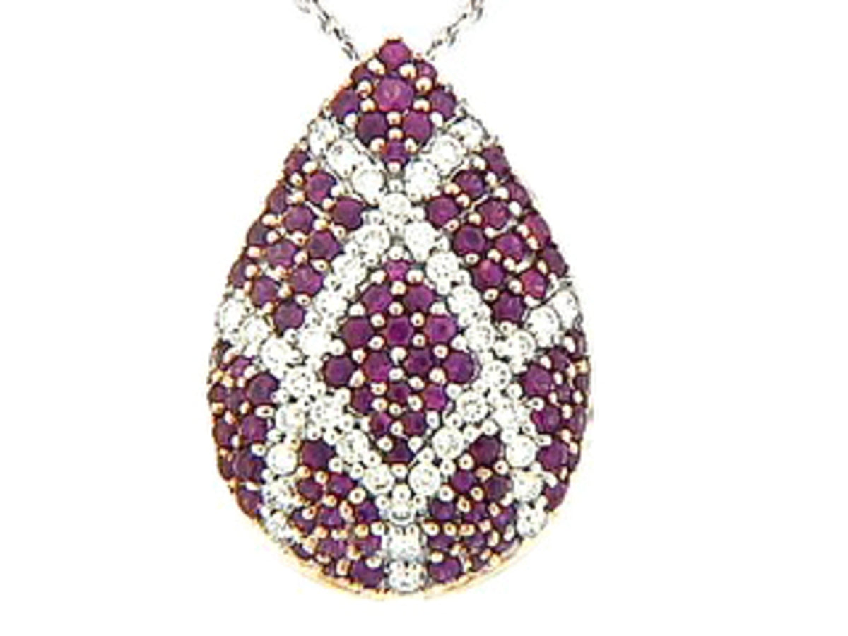 RUBY & DIAMOND PENDANT, 18KW (H)