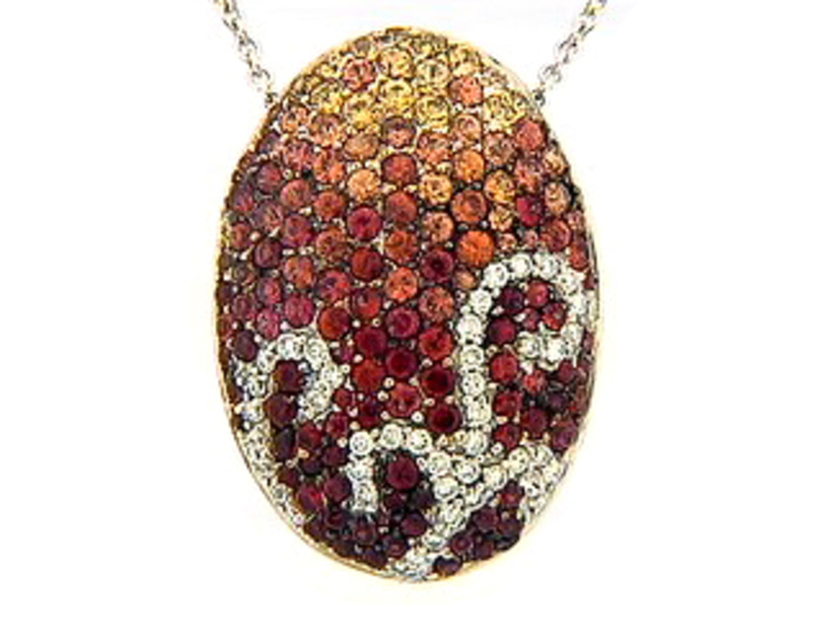 ORANGE SAPPHIRE & DIAMOND PENDANT, 18KW (H/U), C=1.83