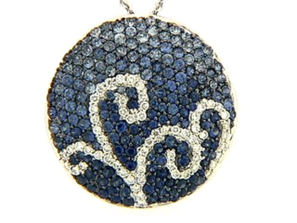 SAPPHIRE & DIAMOND PENDANT, 18KW (H)