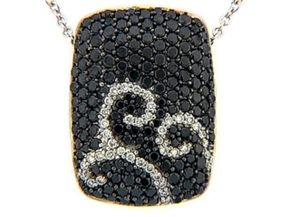 BLACK & WHITE DIAMOND PENDANT, 18KW (R/H)