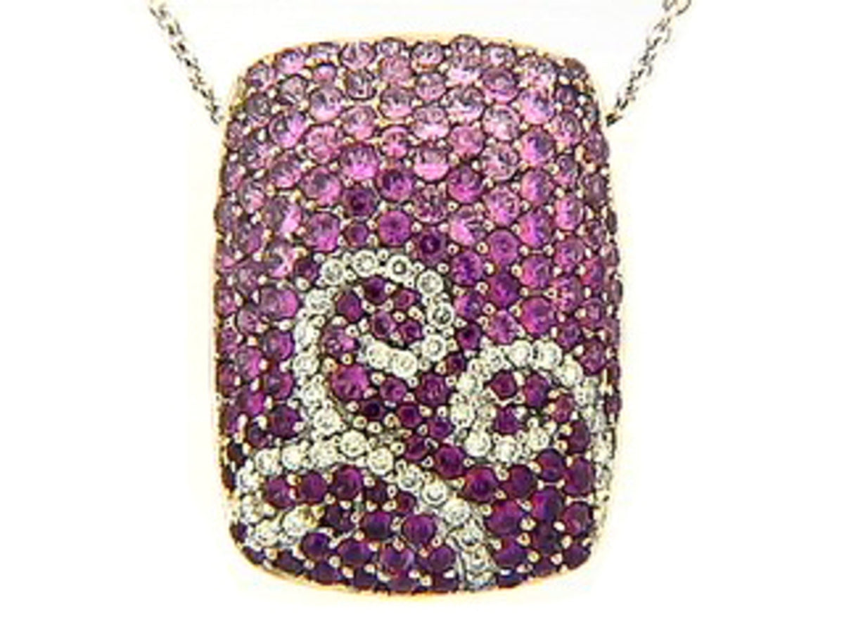 PINK SAPPHIRE & DIAMOND PENDANT, 18KW (H)