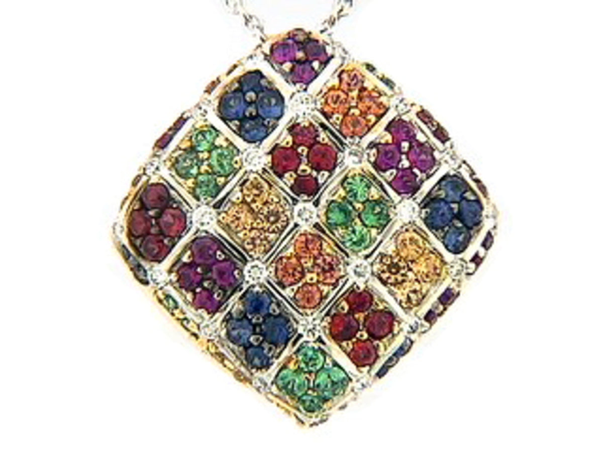 RAINBOW SAPPHIRE, TSAVORITE & DIAMOND PENDANT