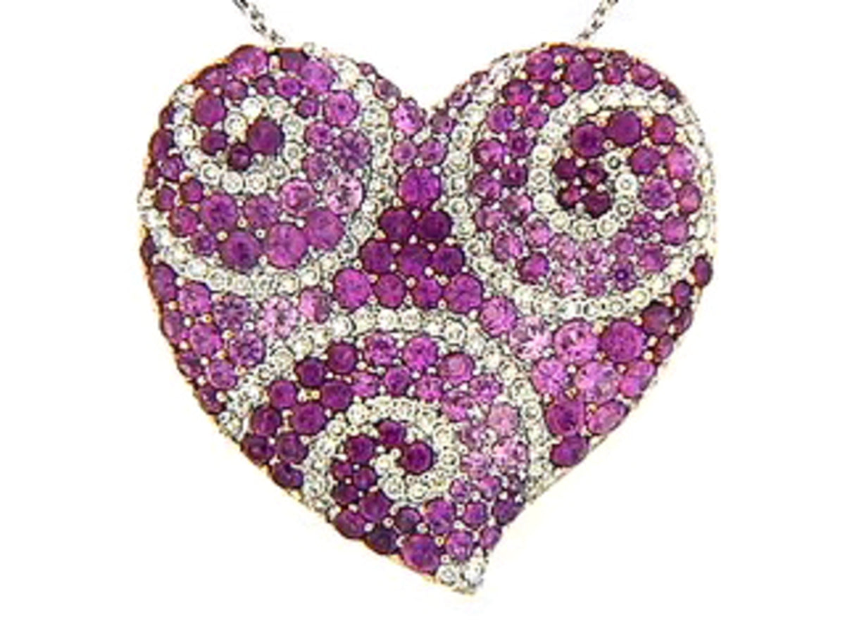 PINK SAPPHIRE & DIAMOND PENDANT, 18KW (H), C=3.90
