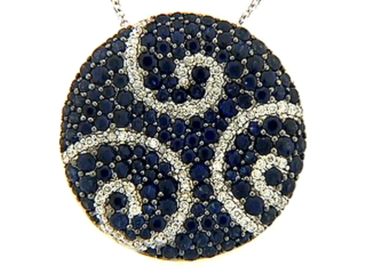 SAPPHIRE & DIAMOND PENDANT, 14KW (H)