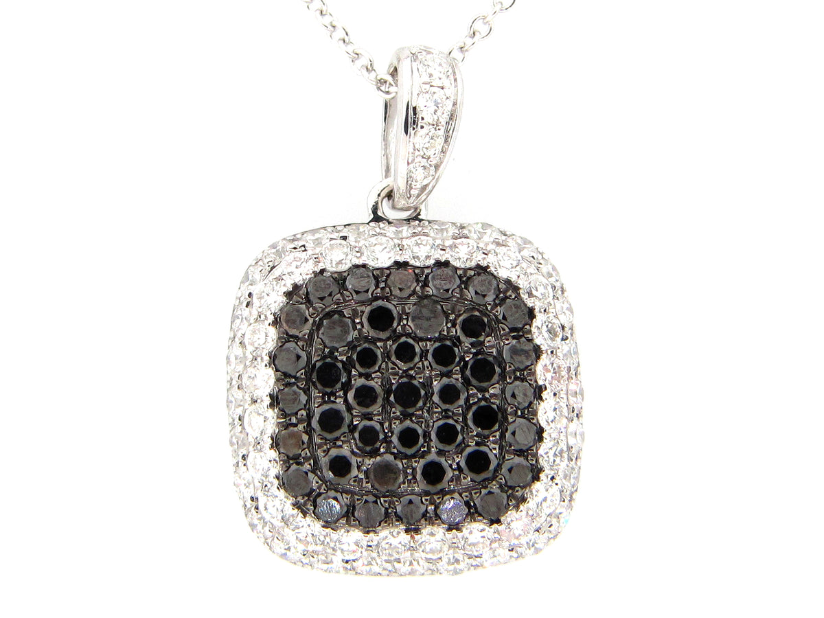 BLACK & WHITE DIAMOND PENDANT, 14KW (R)