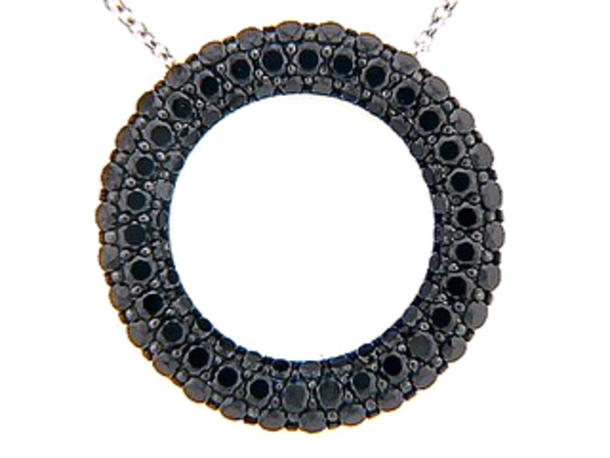 BLACK DIAMOND PAVE CIRCLE PENDANT, 14KW (R)