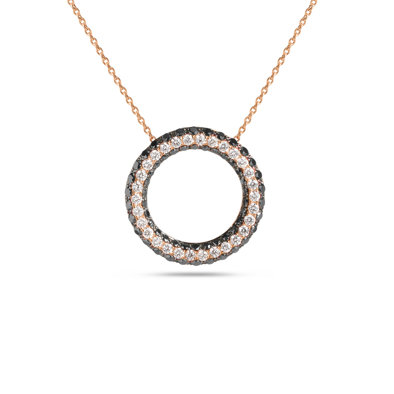 Black & White Diamond Circle Necklace