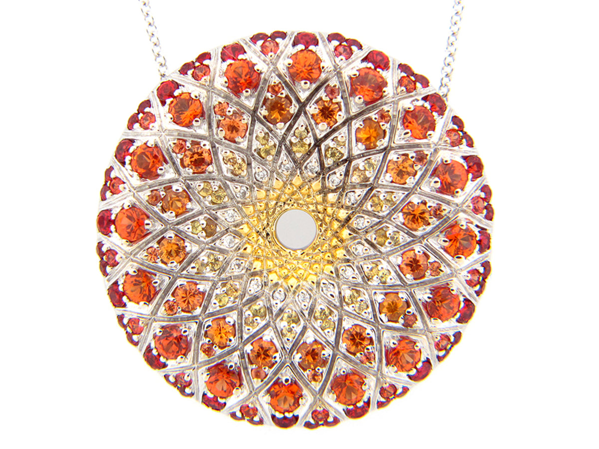 ORANGE SAPPHIRE & DIAMOND PENDANT