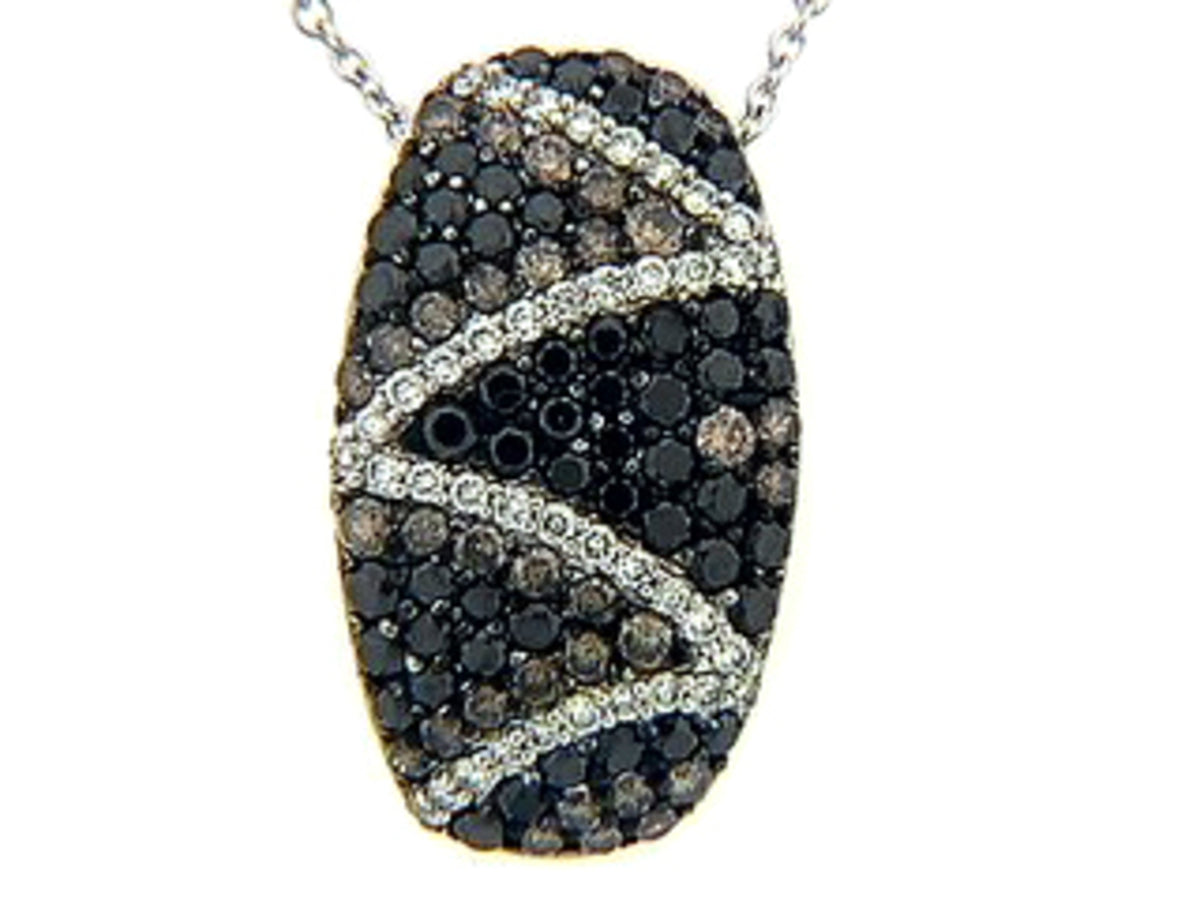 BLACK, BROWN & WHITE DIAMOND PENDANT, 18KW (R/N)