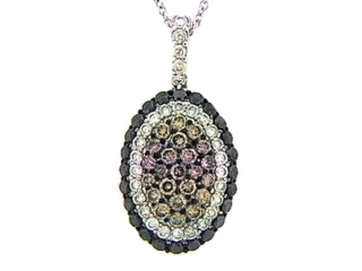 BLACK, BROWN & WHITE DIAMOND PENDANT, 14KW (R/N)