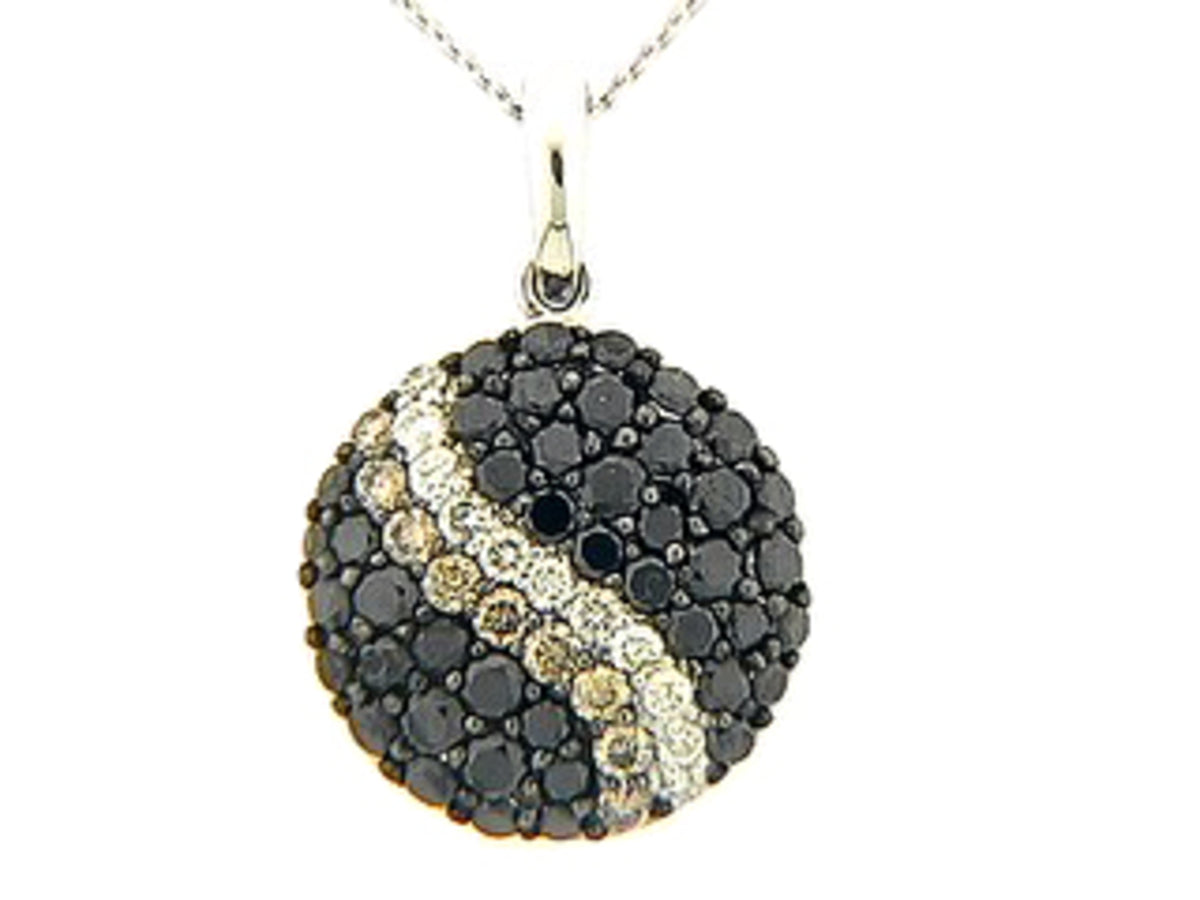 BLACK, BROWN & WHITE DIAMOND PENDANT, 14KW (R/N)