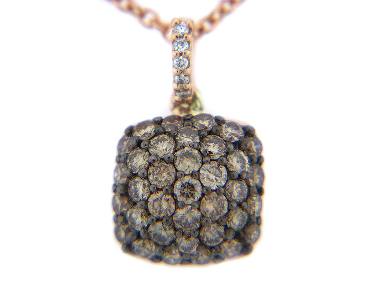 BROWN & WHITE DIAMOND PENDANT, 14KR (N)