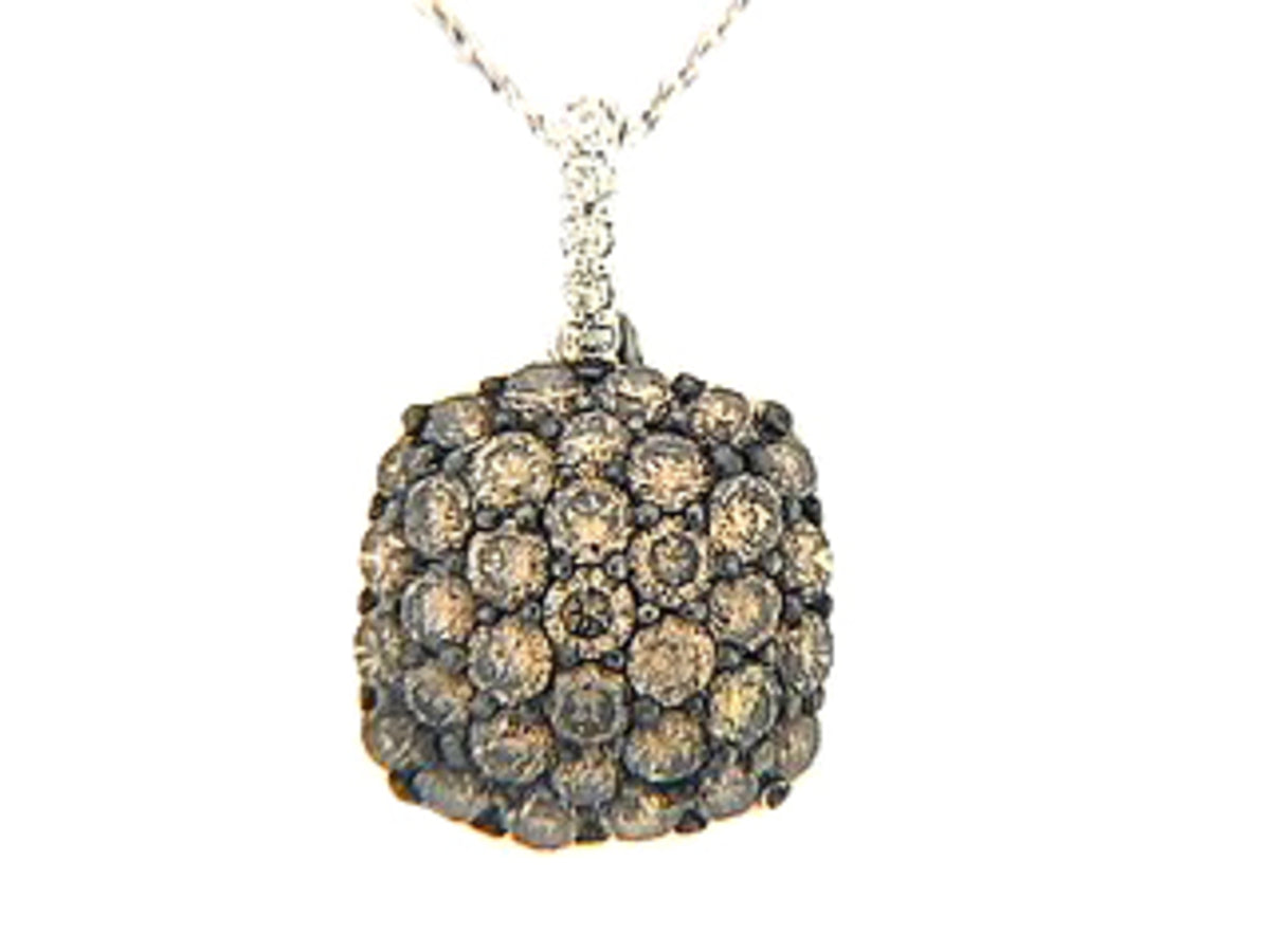 BROWN & WHITE DIAMOND PENDANT, 14KW (N)