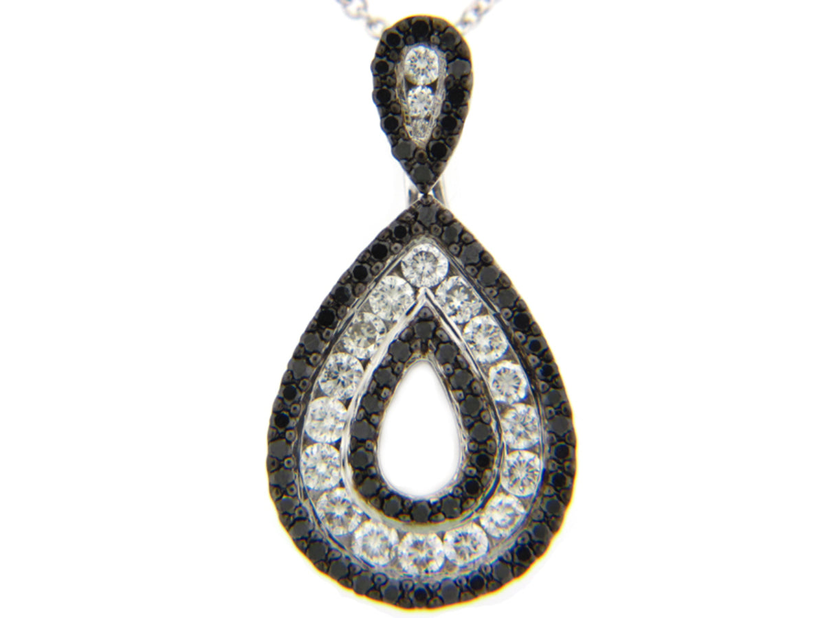BLACK & WHITE DIAMOND PENDANT, 14KW (R/N)
