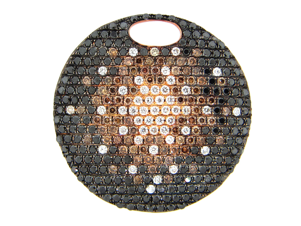 BLACK, BROWN & WHITE DIAMOND PENDANT, 18KR (R/N)