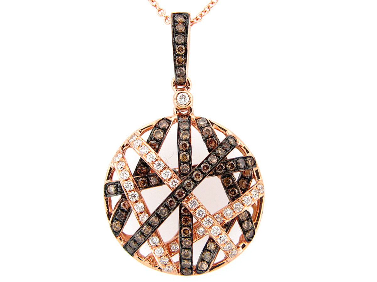 BROWN & WHITE DIAMOND PENDANT, 18KR (N)