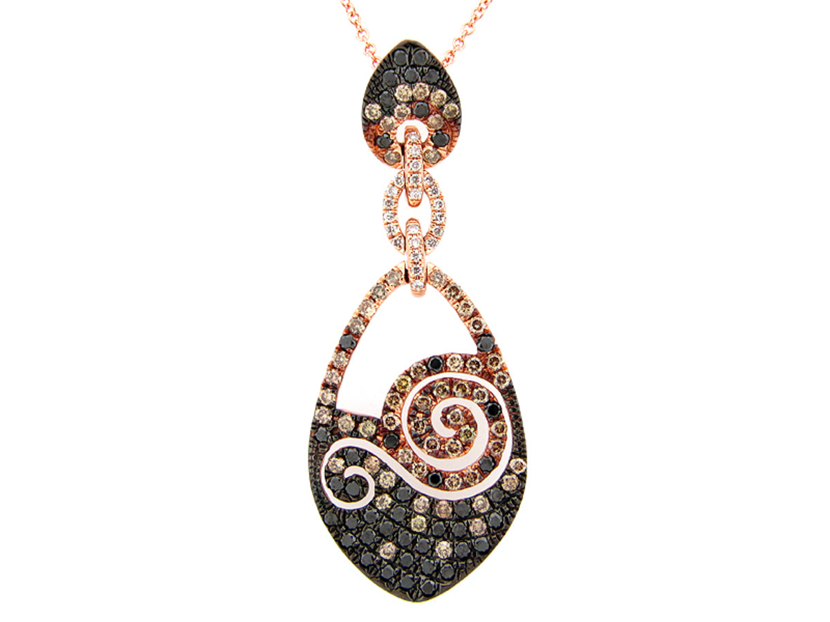 BLACK, BROWN & WHITE DIAMOND PENDANT
