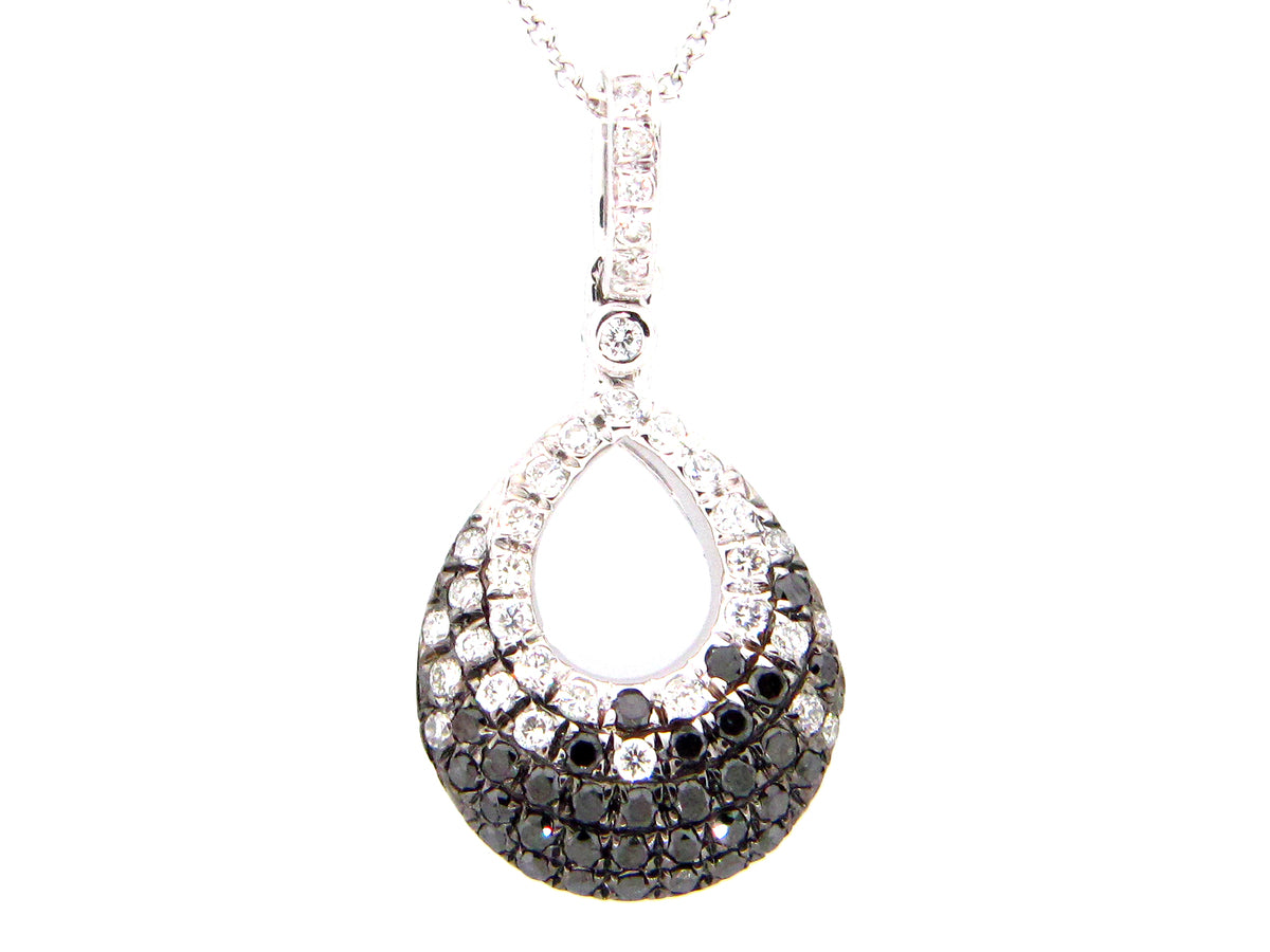 BLACK & WHITE DIAMOND PENDANT, 14KW (R/N)