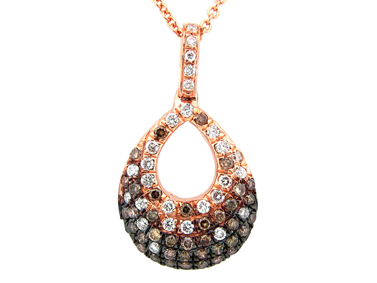 BROWN & WHITE DIAMOND PENDANT, 14KR (N)
