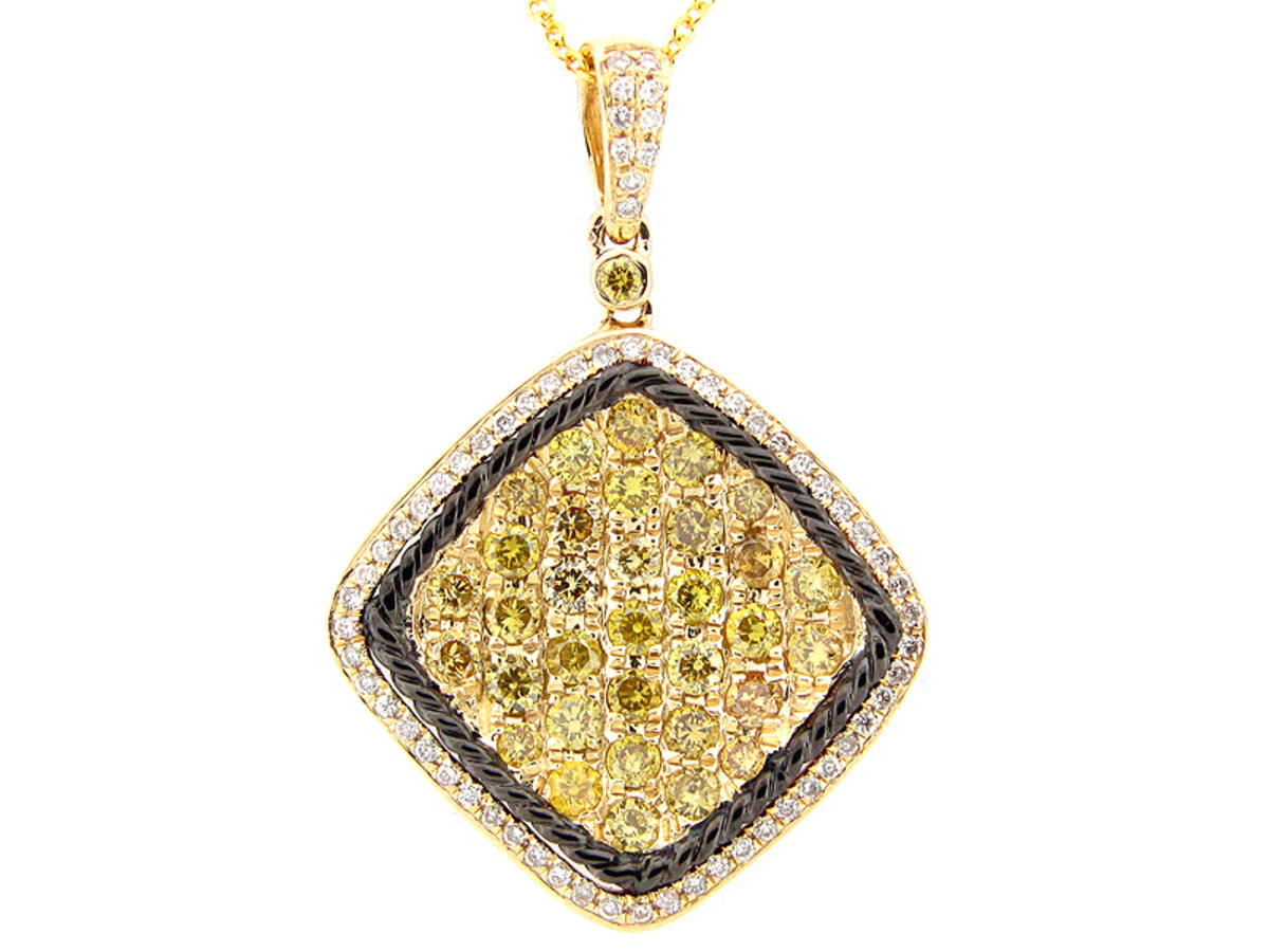 YELLOW & WHITE DIAMOND PENDANT, 14KY (N)