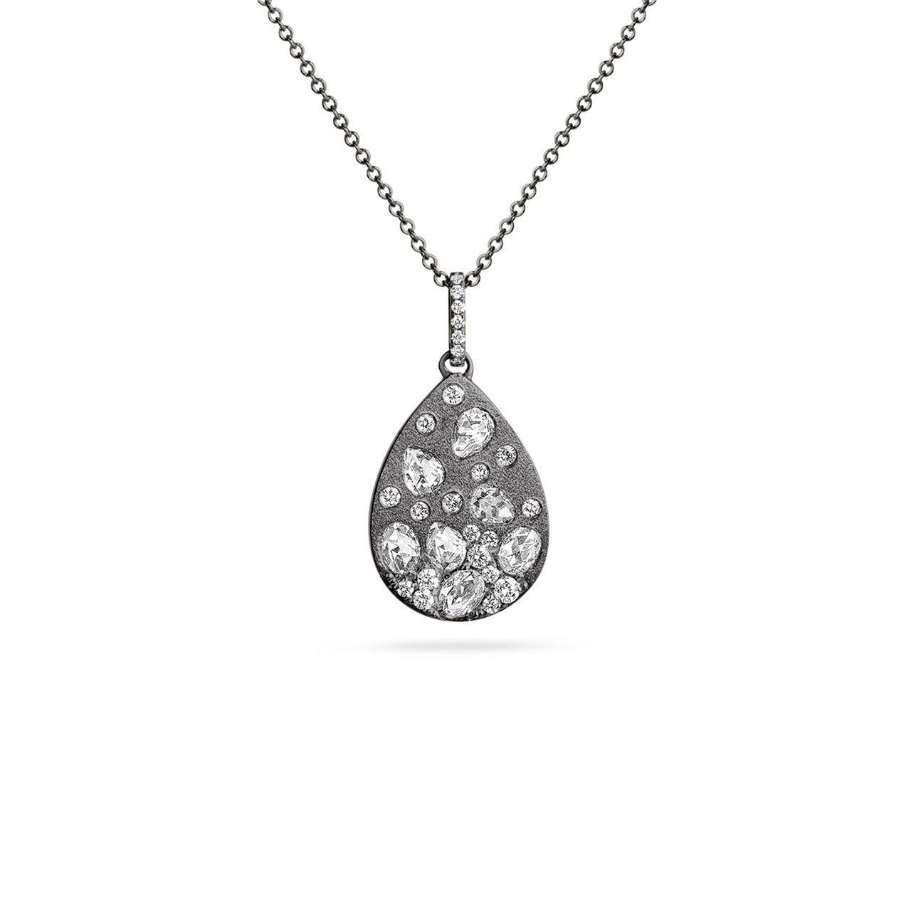 Rose Cut Diamond Confetti Pear Necklace