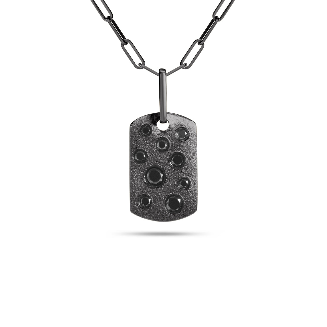 Black Diamond Confetti Mini Dog Tag Necklace