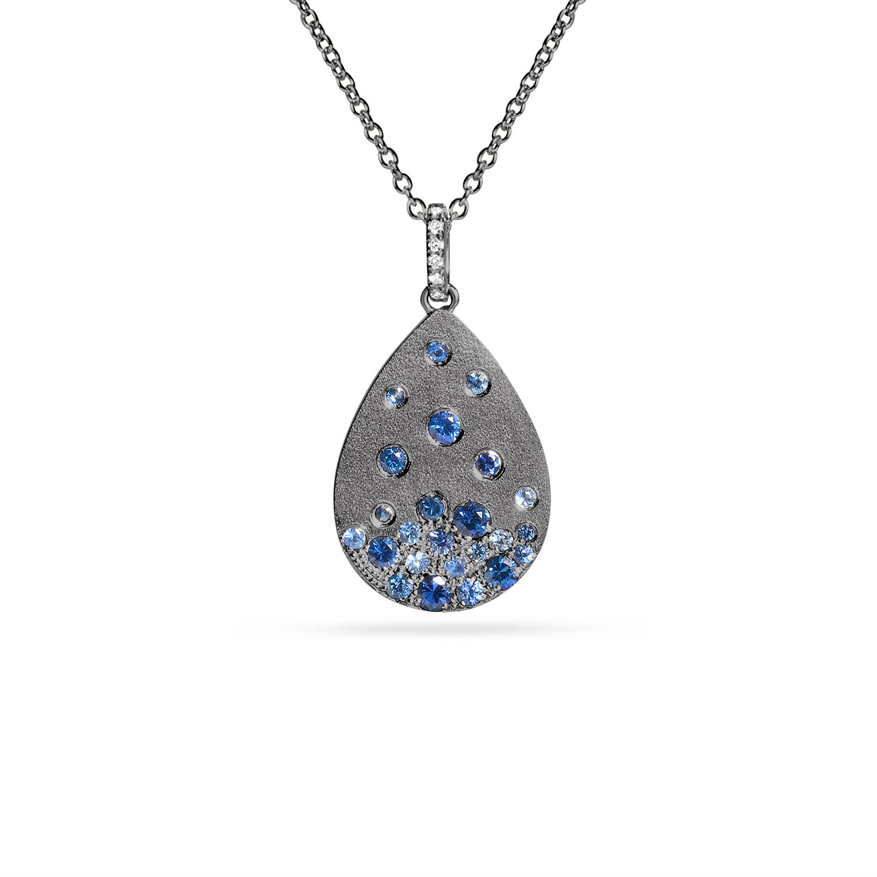 Sapphire & Diamond Confetti Pear Necklace