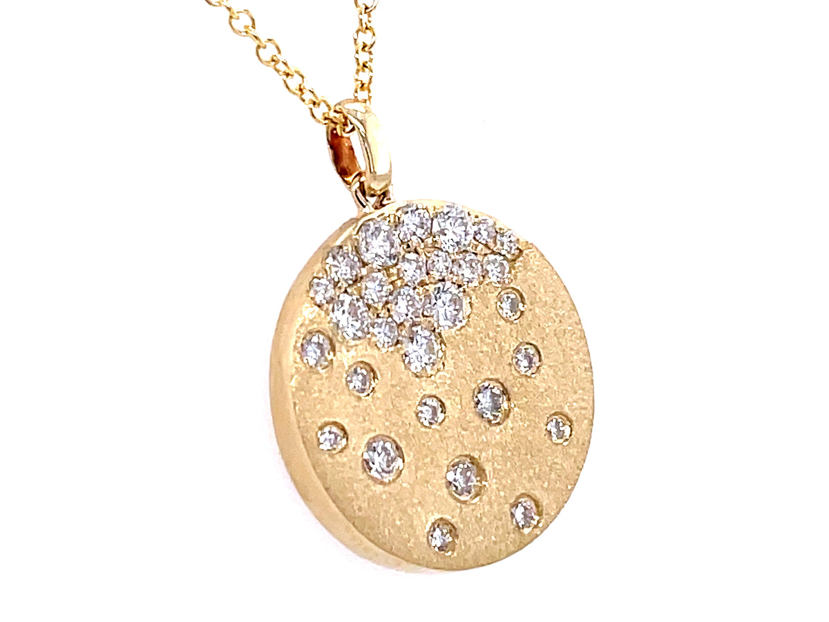 DIAMOND DISC PENDANT, 18"/16", SATIN FINISH