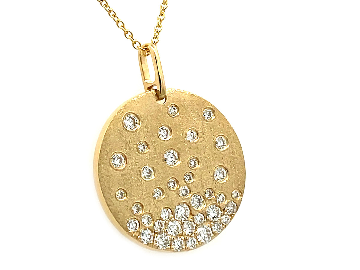 DIAMOND FLUSH SET DISC PENDANT, 19.8MM, 16"/18" , SATIN FINISH