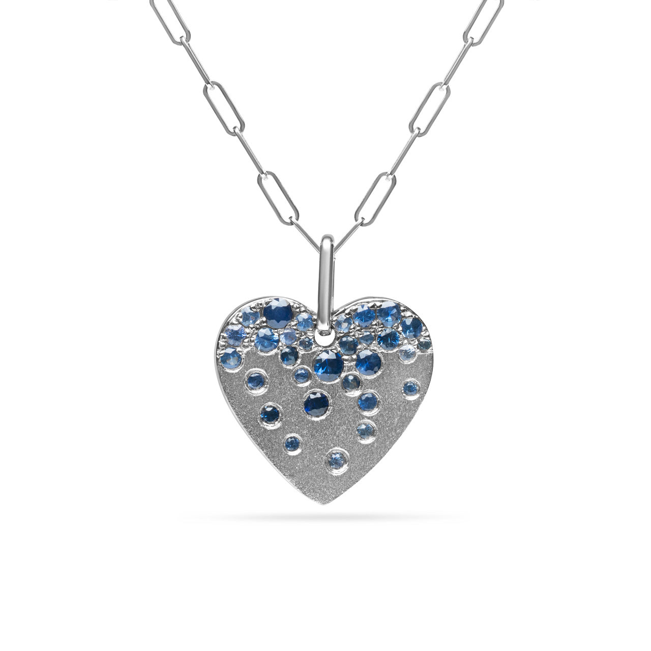 Sapphire Confetti Heart Necklace