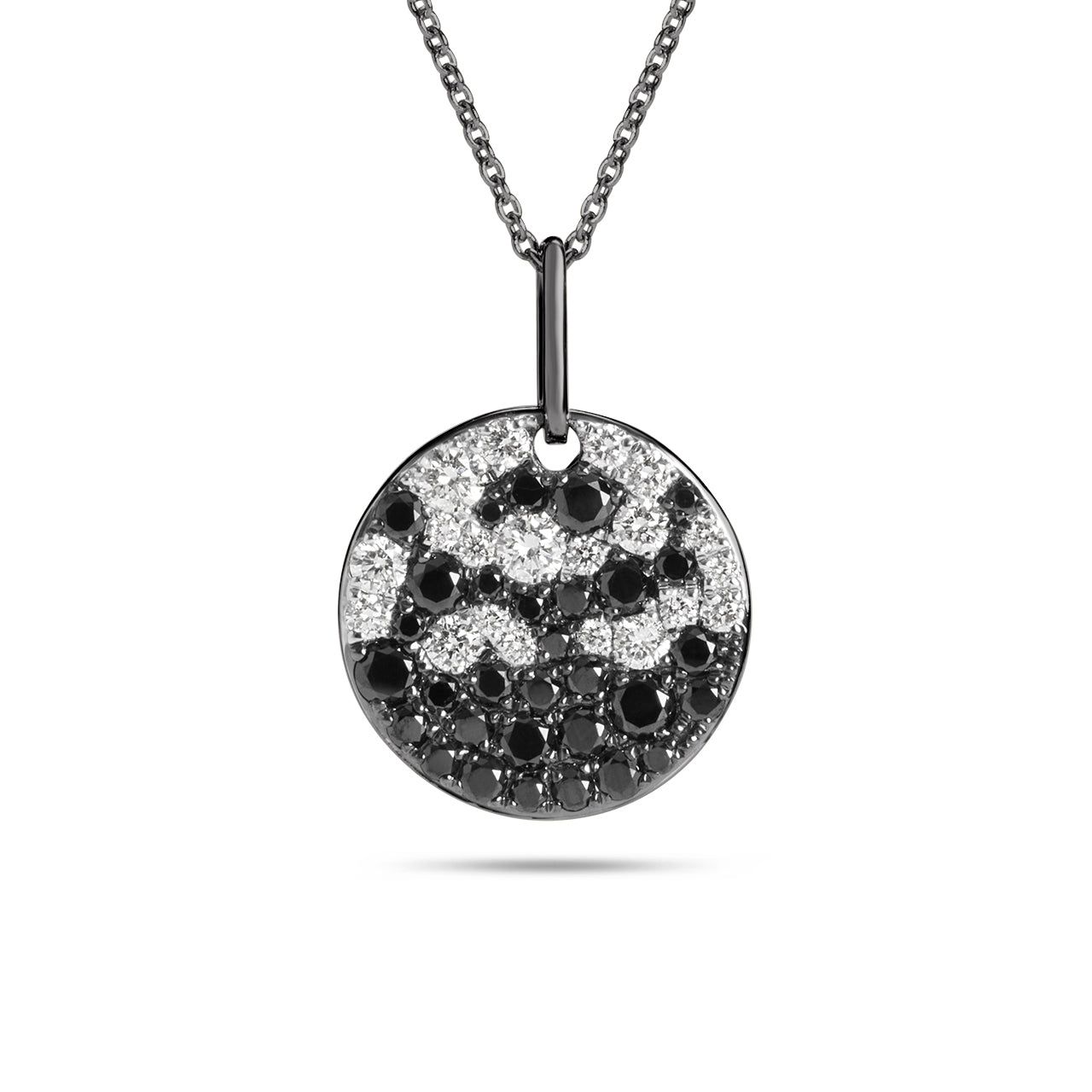 Black & White Diamond Pave Confetti Disc Necklace