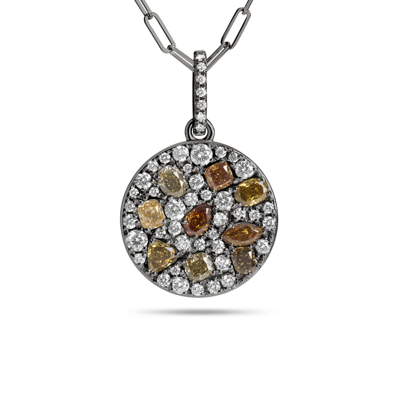 Fancy Diamond Pave Confetti Disc Necklace