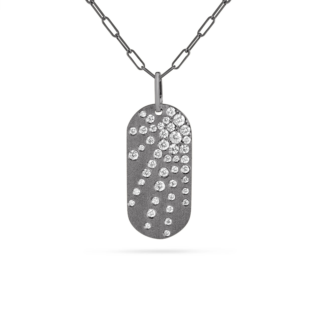 Diamond Oval Tag Galaxy Necklace