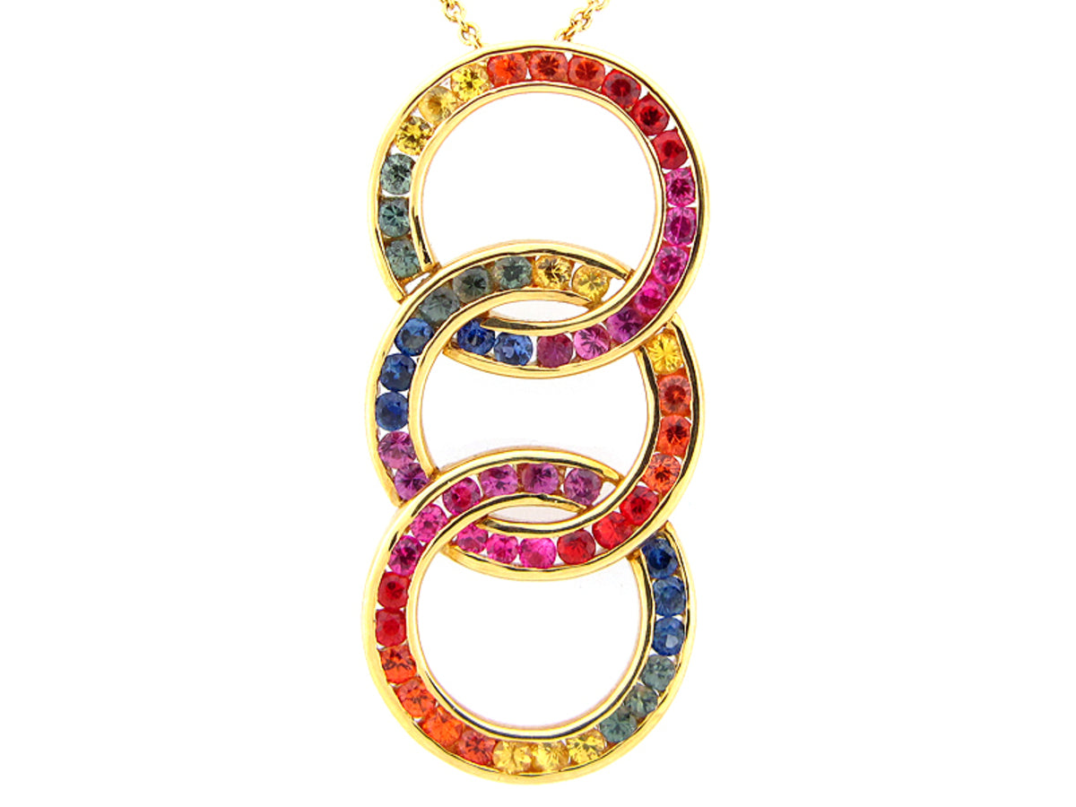 RAINBOW SAPPHIRE PENDANT, 18KY (H/U)