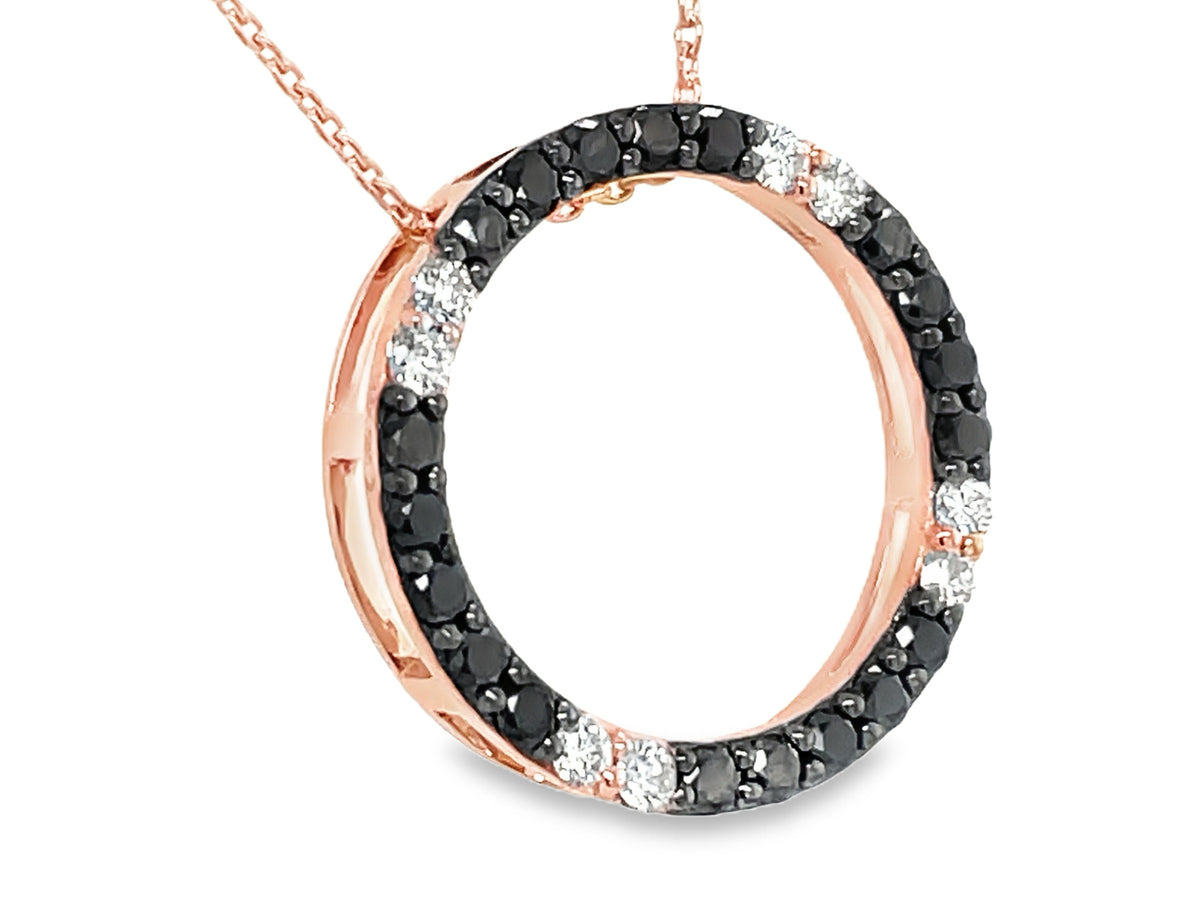 BLACK & WHITE DIAMOND CIRCLE PENDANT