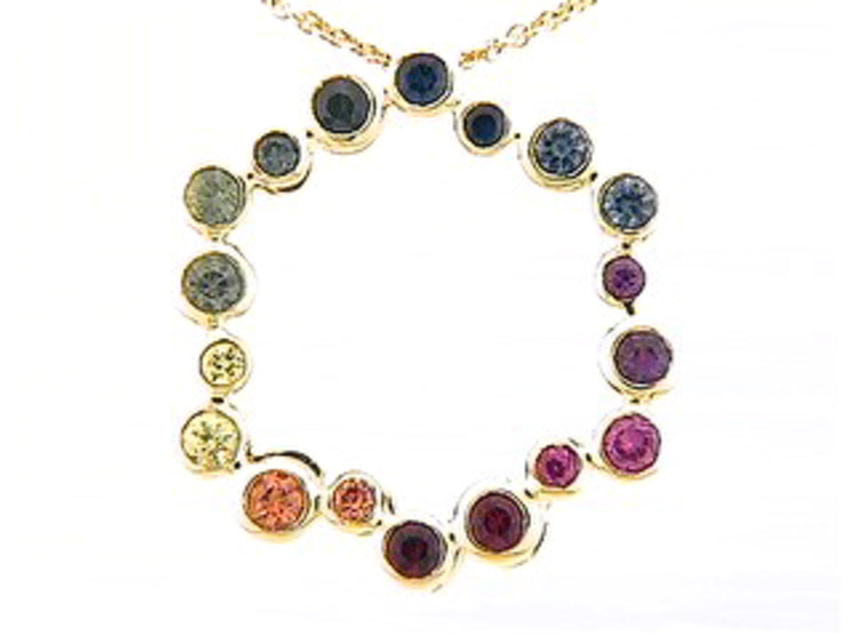 RAINBOW SAPPHIRE PENDANT, 18KY (H/U)