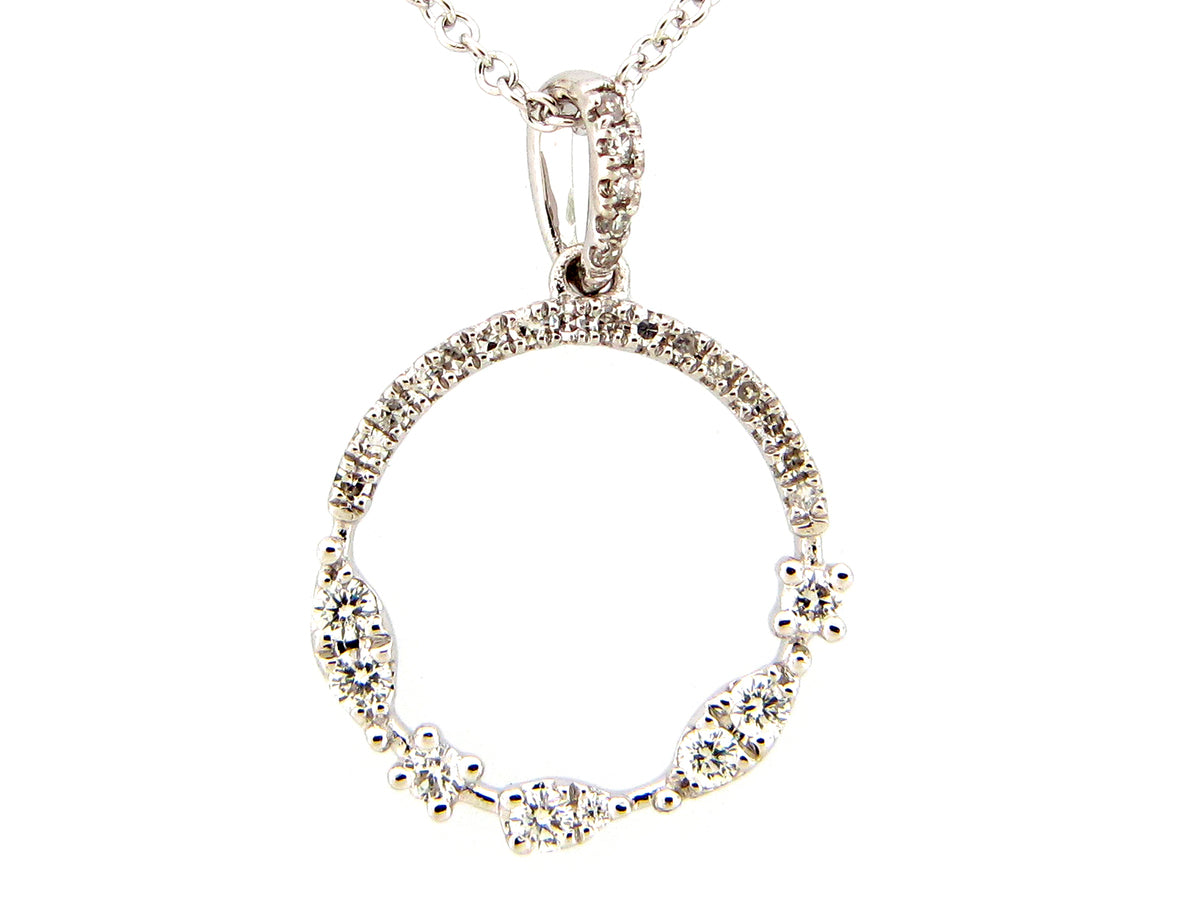 Diamond Circle Pendant, 14kw (N)