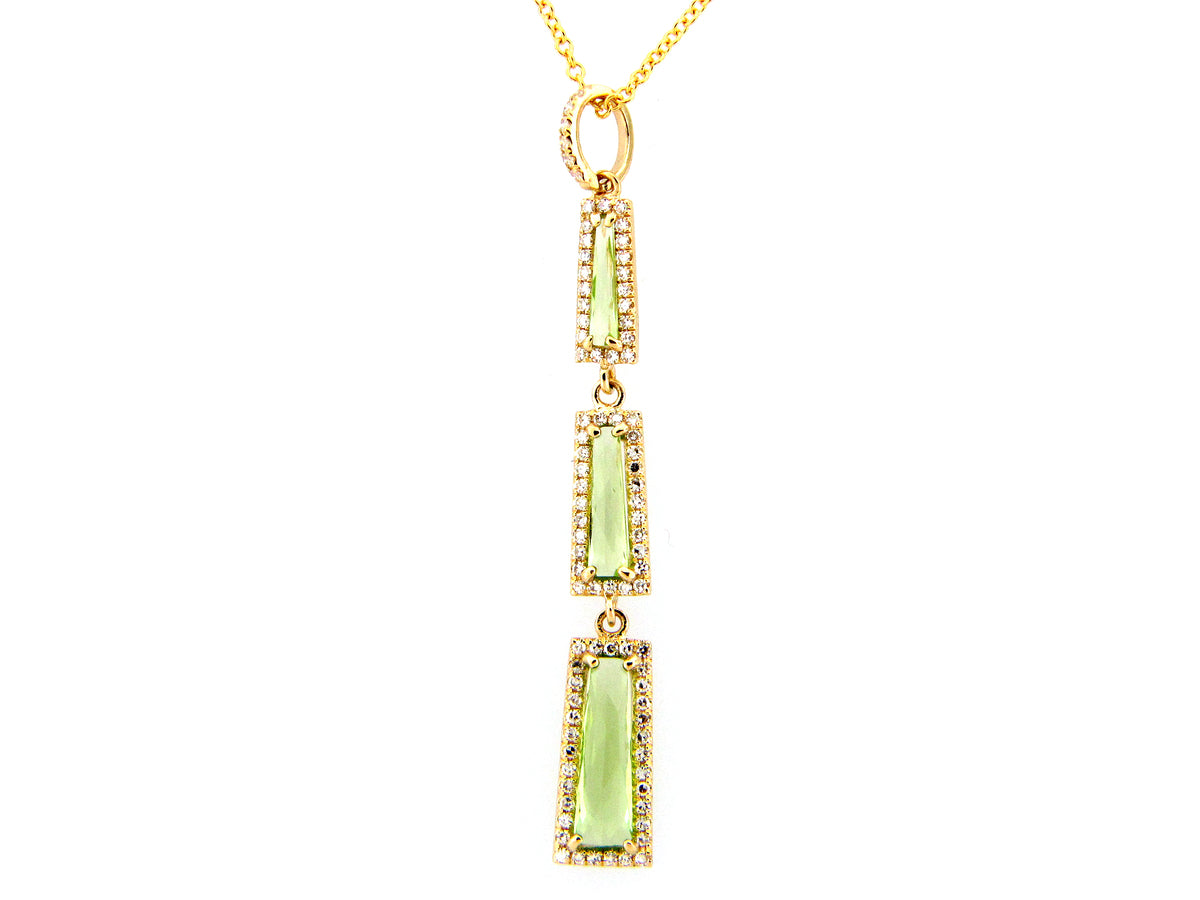 PERIDOT & DIAMOND PENDANT, 14KY (N)