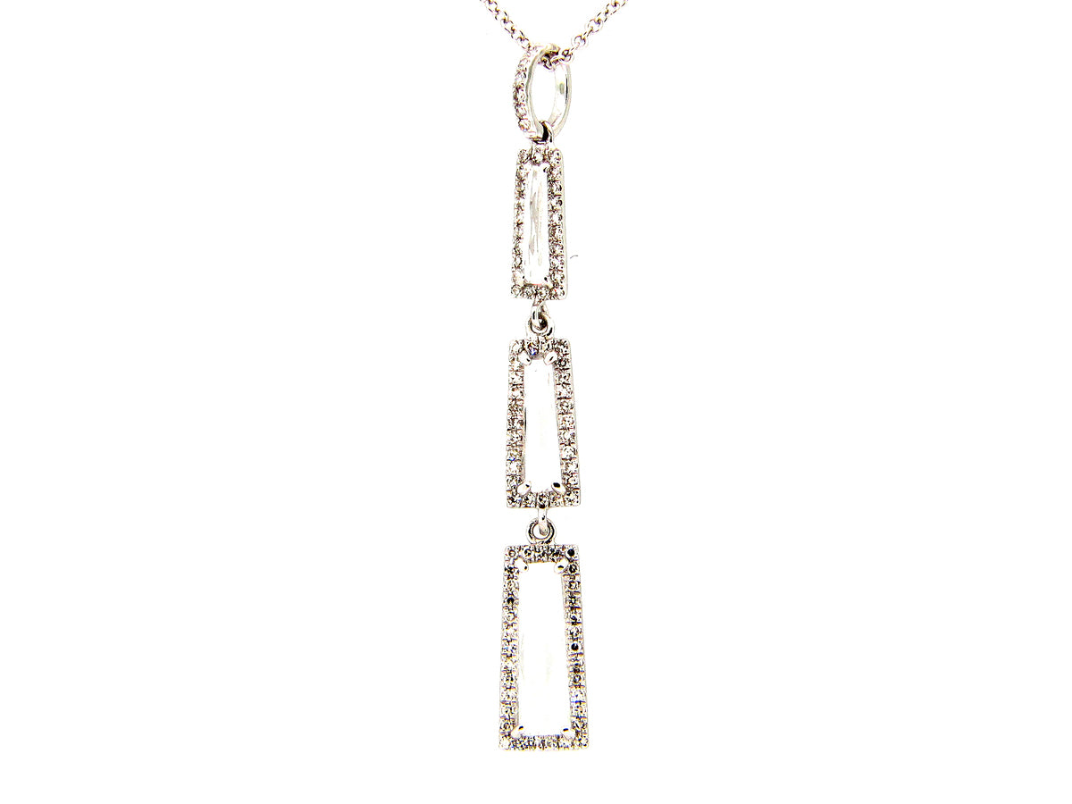 WHITE TOPAZ & DIAMOND PENDANT, 14W  (H)