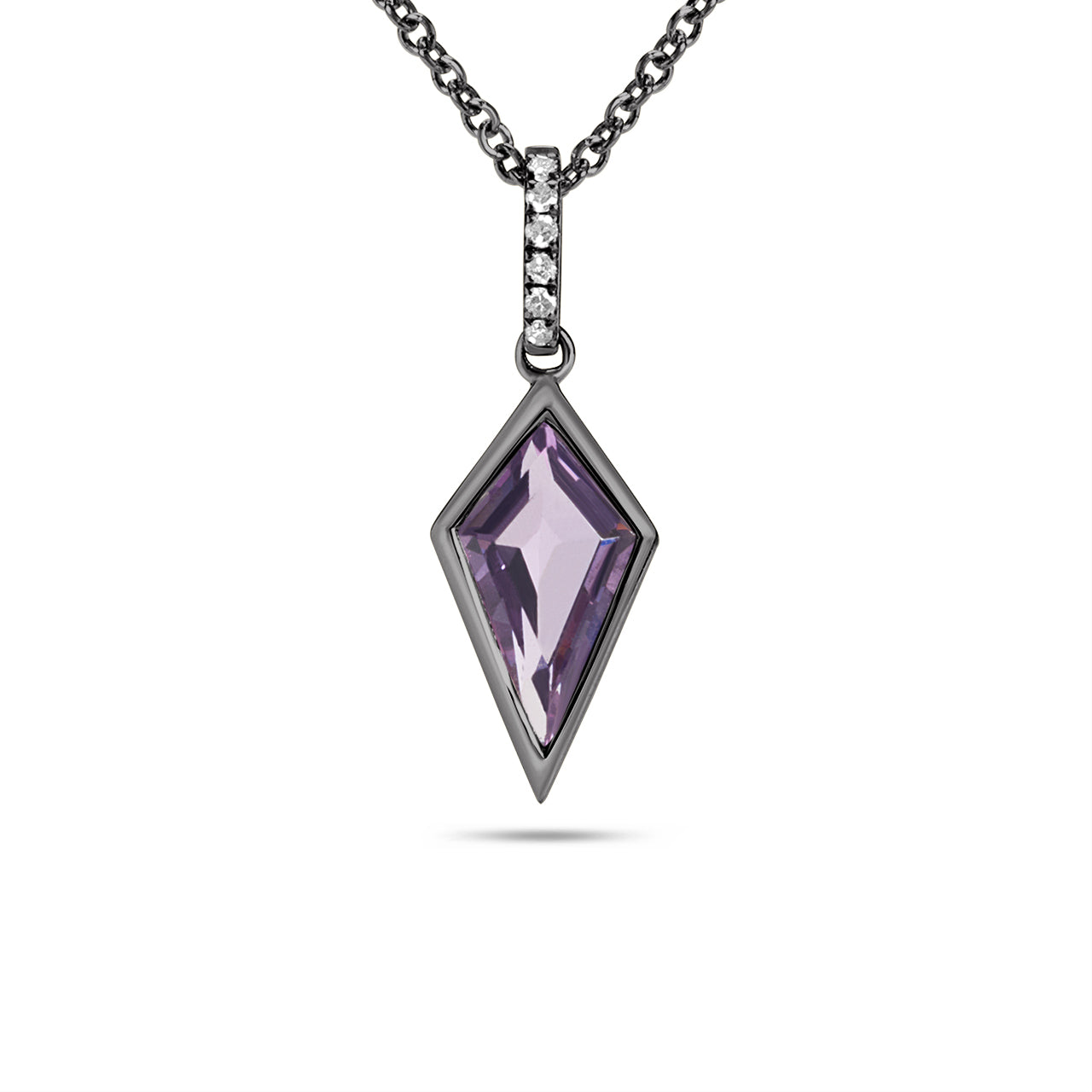 Amethyst & Diamond Kite Bezel Necklace