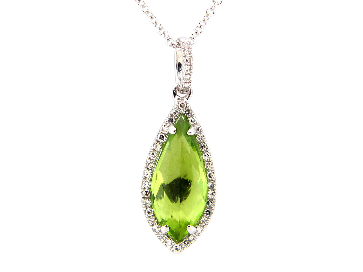 Peridot Diamond Pendant, 14kw (N)