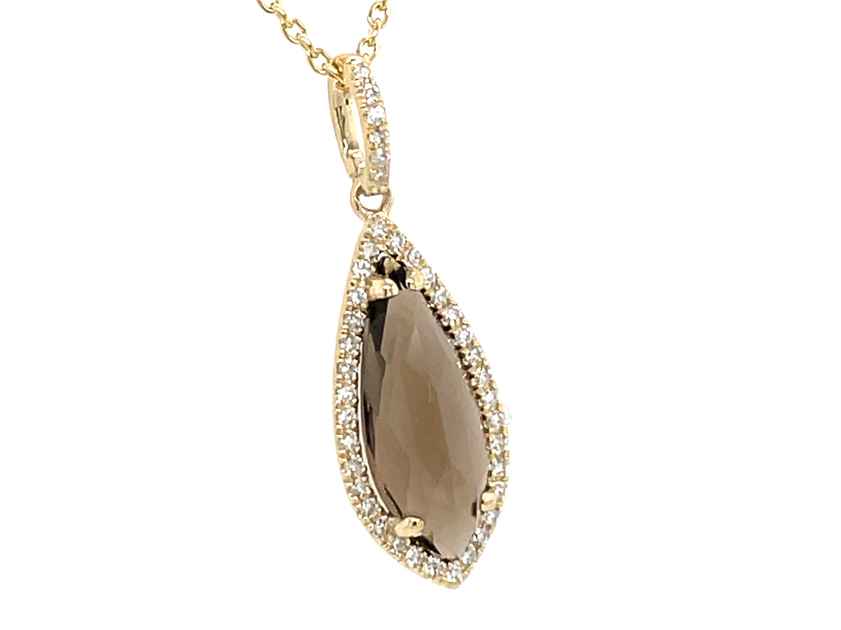 SMOKEY QUARTZ & DIAMOND PENDANT