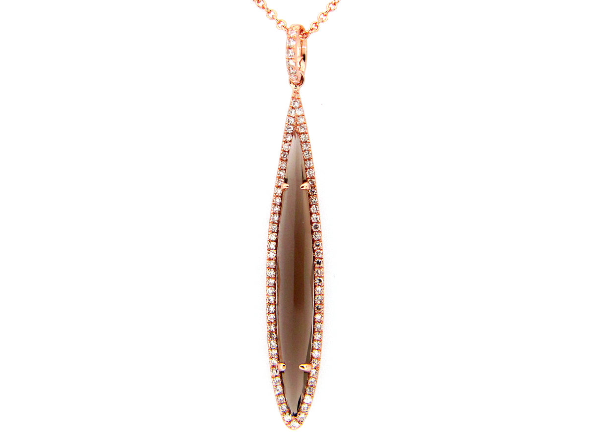 SMOKEY QUARTZ & DIAMOND PENDANT, 14KR (H)